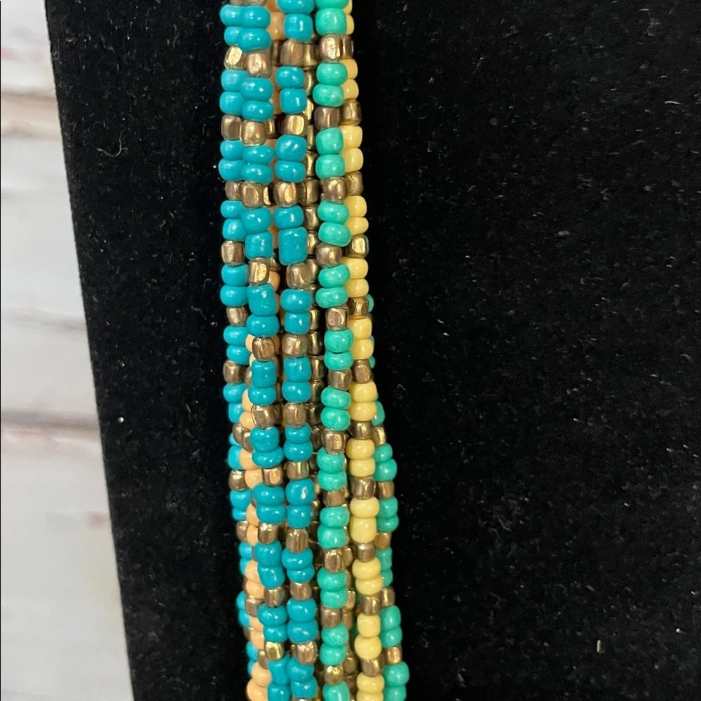 ZAD Turquoise and Yellow Beaded Necklace - Picture 2 of 7